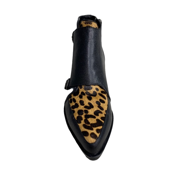 Circus by Sam Edelman Boots Black Leather with Cow Print Fur Reese Leopard 6.5 - Picture 7 of 14